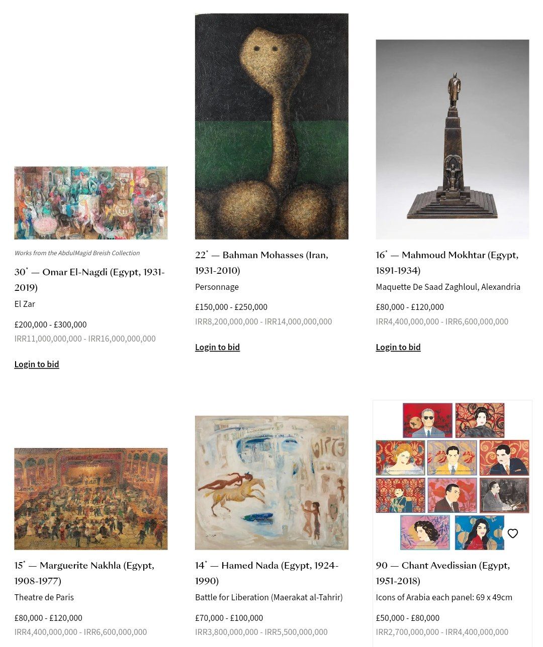 Modern and Contemporary Middle Eastern Art sale