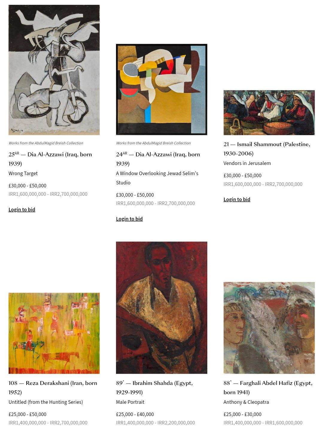 Modern and Contemporary Middle Eastern Art sale