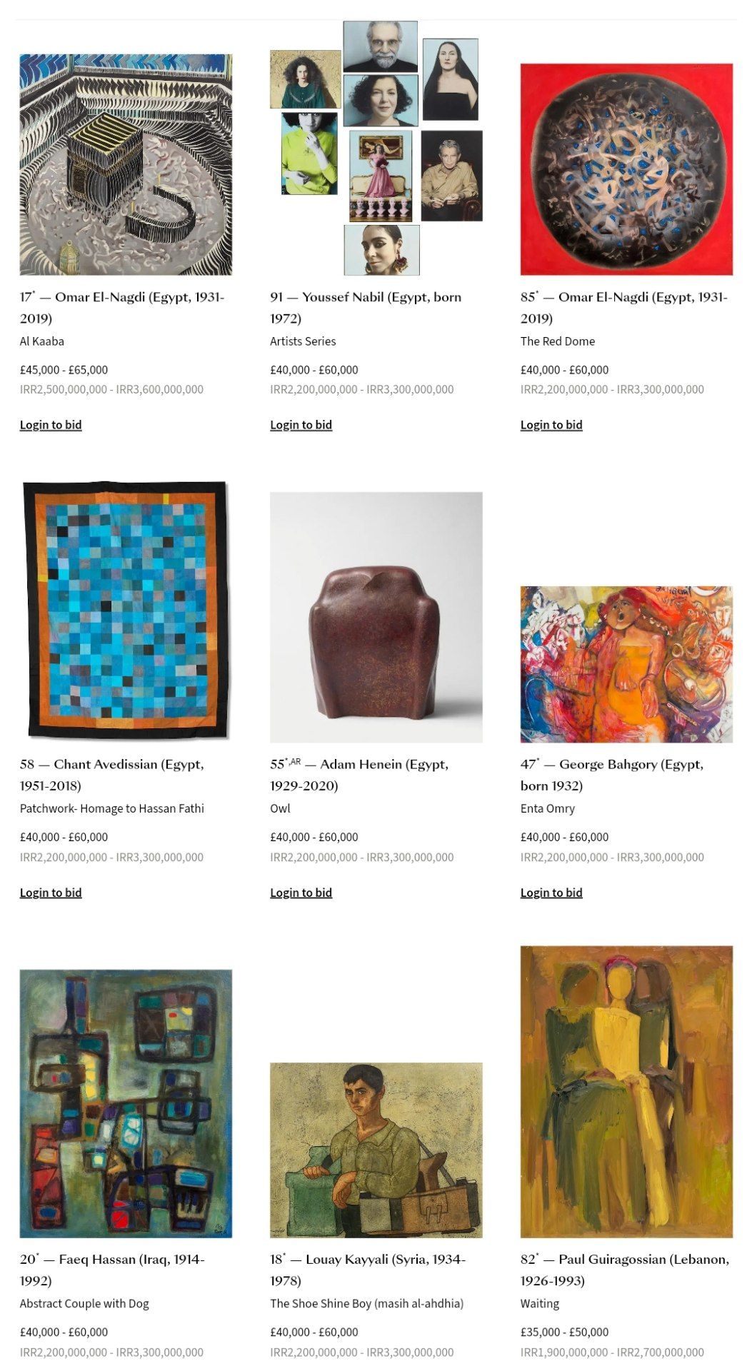 Modern and Contemporary Middle Eastern Art sale