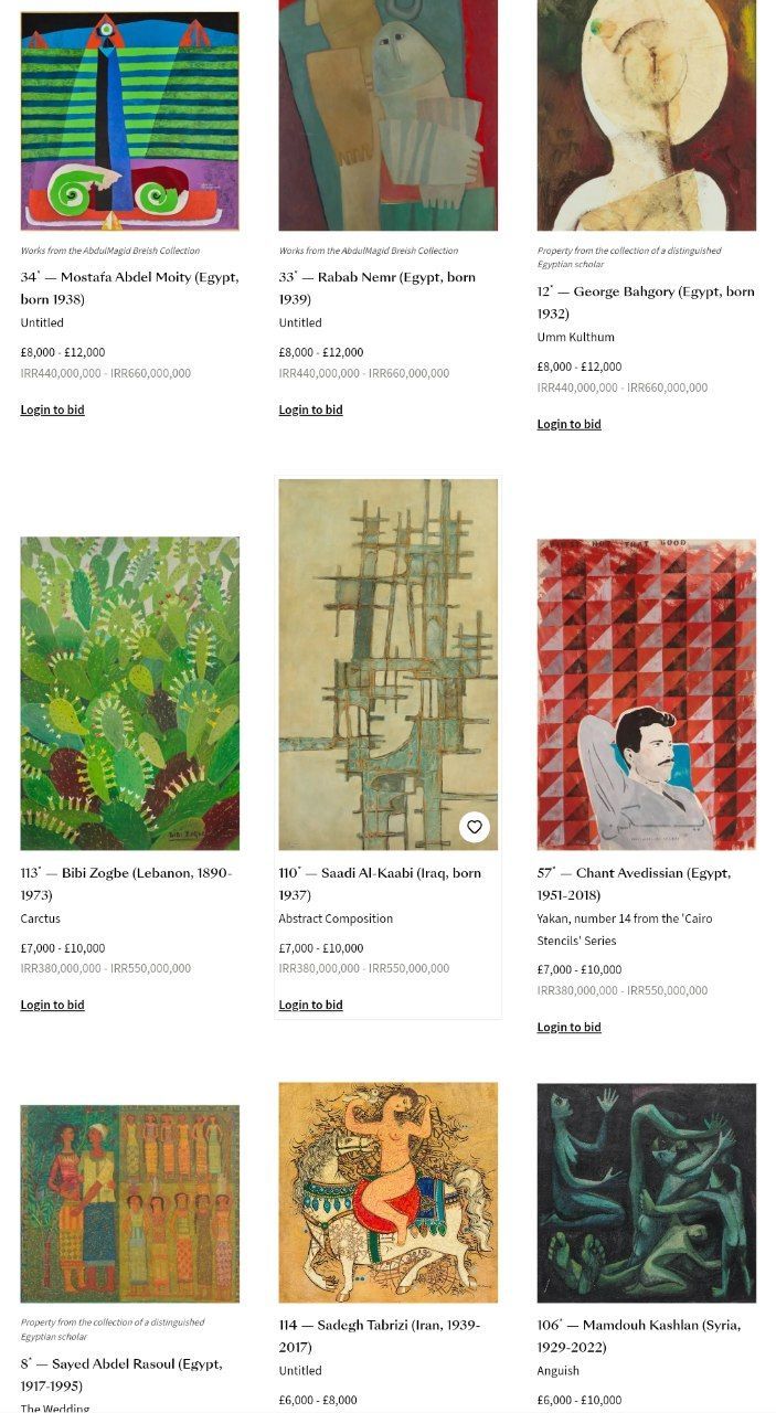 Modern and Contemporary Middle Eastern Art sale