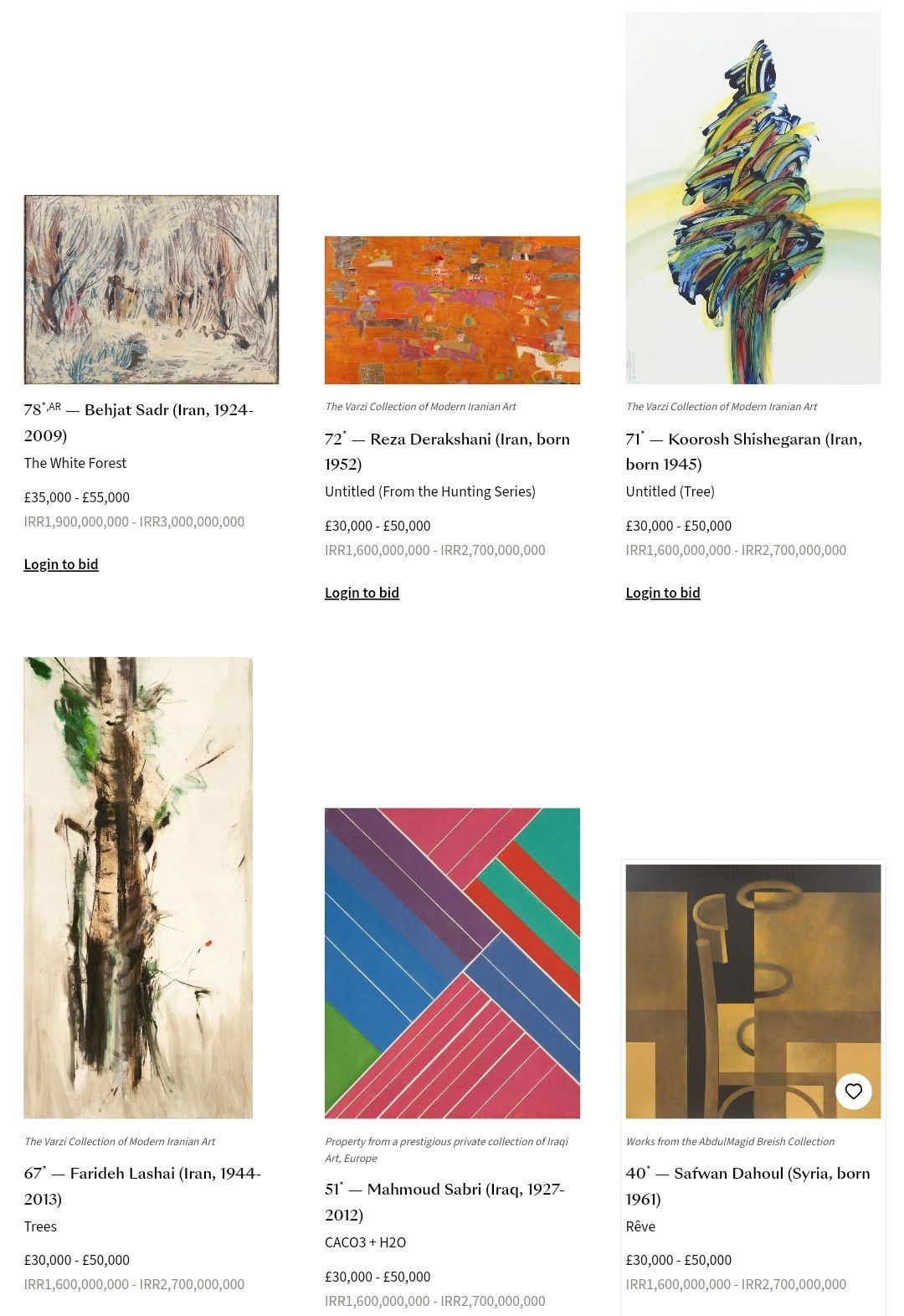 Modern and Contemporary Middle Eastern Art sale