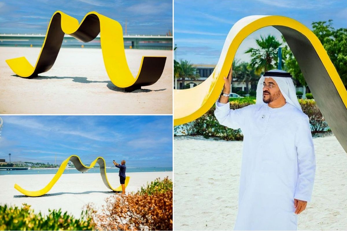 What is the concept of 'Waves of Imagination' by Jassim Alawadhi?/ A different artwork on Jumeirah Beach