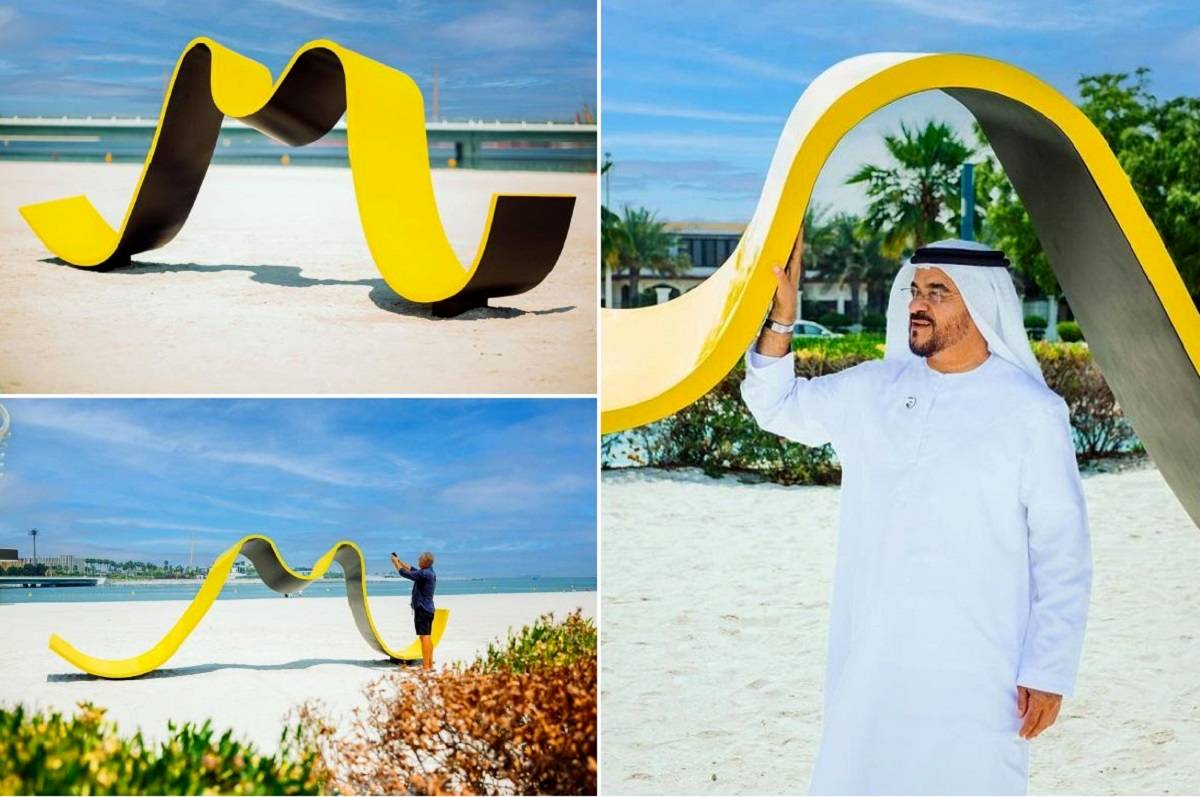 What is the concept of 'Waves of Imagination' by Jassim Alawadhi?/ A different artwork on Jumeirah Beach
