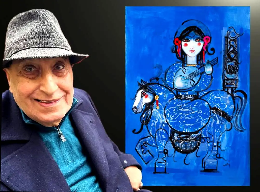 Nasser Ovissi’s Blue Voyage: Woman, Horse, and Music in the Realm of Imagination — Raha Gallery Collection
