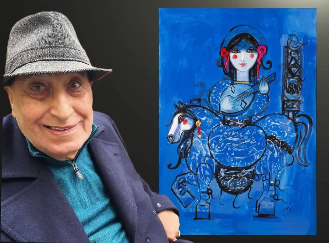Nasser Ovissi’s Blue Voyage: Woman, Horse, and Music in the Realm of Imagination — Raha Gallery Collection