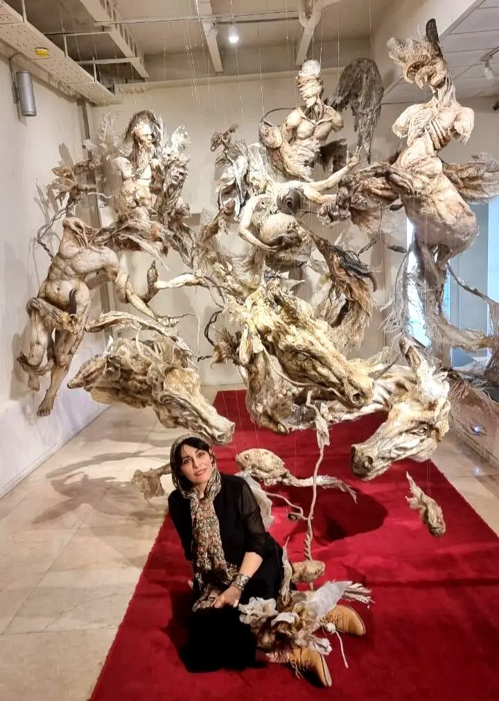 Bundahishn by Elham Fallahi 82 Sculptures in a Mythical Suspended Installation at Raha Gallery Collection