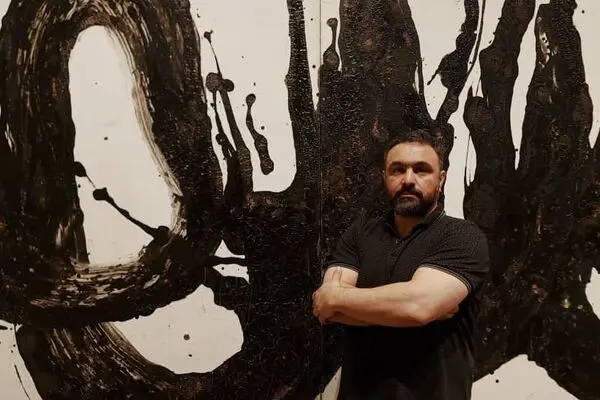 “Sheyda” by Salman Moghadasi is described as a connection between Jackson Pollock, de Kooning, Gorky, and Rumi