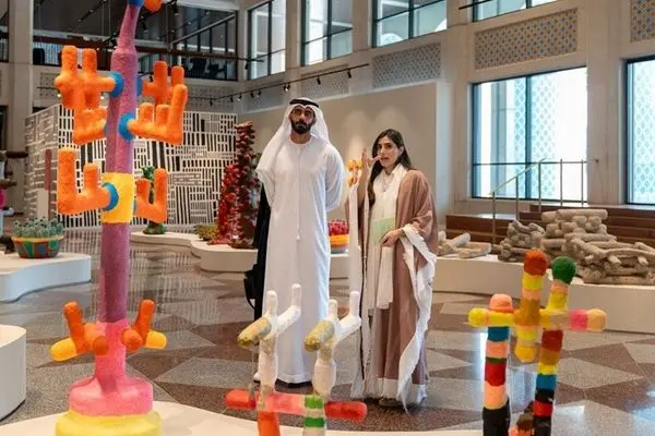 Salem bin Khalid Al Qassimi visited the exhibition "Mohamed Ahmed Ibrahim: Two Clouds in the Night Sky" at Cultural Foundation