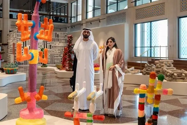 Salem bin Khalid Al Qassimi visited the exhibition "Mohamed Ahmed Ibrahim: Two Clouds in the Night Sky" at Cultural Foundation