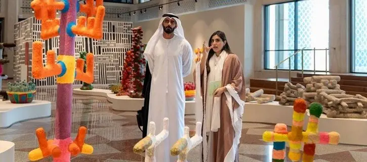 Salem bin Khalid Al Qassimi visited the exhibition "Mohamed Ahmed Ibrahim: Two Clouds in the Night Sky" at Cultural Foundation