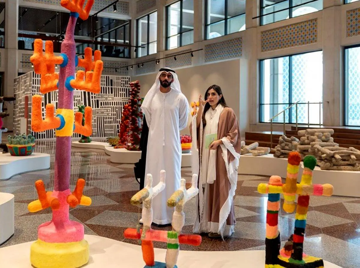 Salem bin Khalid Al Qassimi visited the exhibition "Mohamed Ahmed Ibrahim: Two Clouds in the Night Sky" at Cultural Foundation