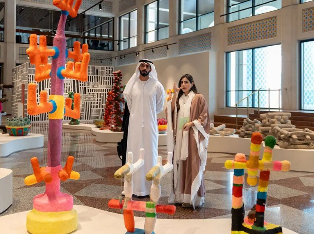 Salem bin Khalid Al Qassimi visited the exhibition "Mohamed Ahmed Ibrahim: Two Clouds in the Night Sky" at Cultural Foundation