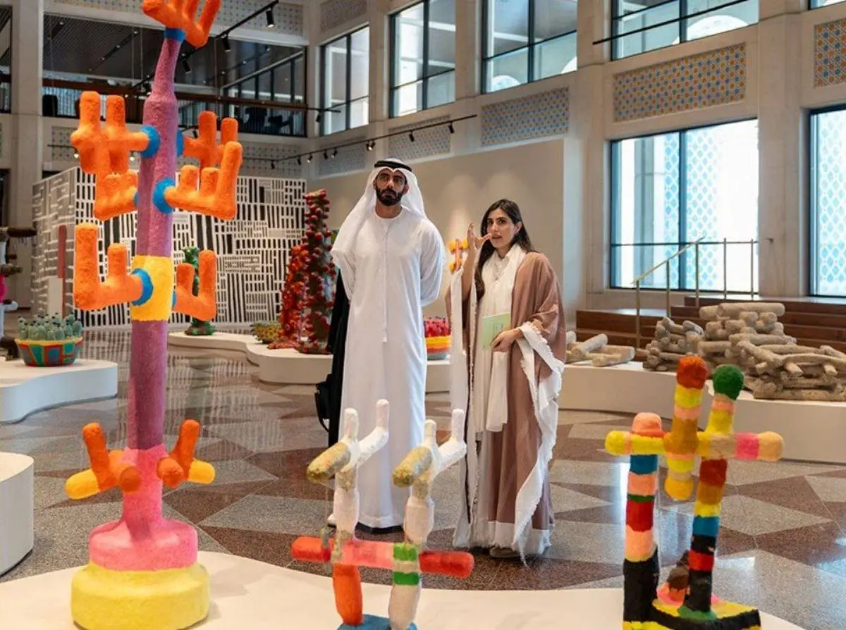 Salem bin Khalid Al Qassimi visited the exhibition "Mohamed Ahmed Ibrahim: Two Clouds in the Night Sky" at Cultural Foundation