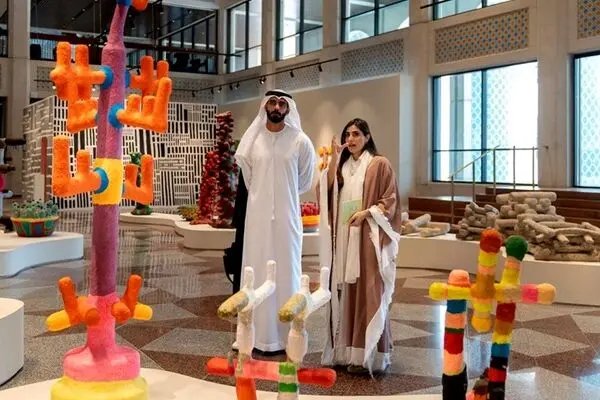 Salem bin Khalid Al Qassimi visited the exhibition "Mohamed Ahmed Ibrahim: Two Clouds in the Night Sky" at Cultural Foundation