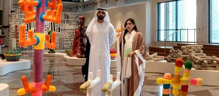 Salem bin Khalid Al Qassimi visited the exhibition "Mohamed Ahmed Ibrahim: Two Clouds in the Night Sky" at Cultural Foundation