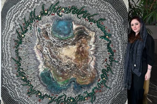 Bita Vakili and the Map of Iran in Raha Gallery Collection_ A Painting that Comes with Its Own Music and Song