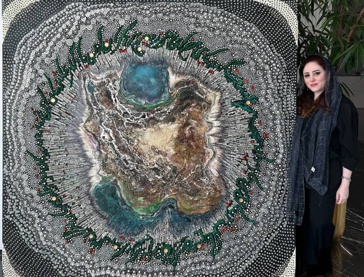 Bita Vakili and the Map of Iran in Raha Gallery Collection_ A Painting that Comes with Its Own Music and Song