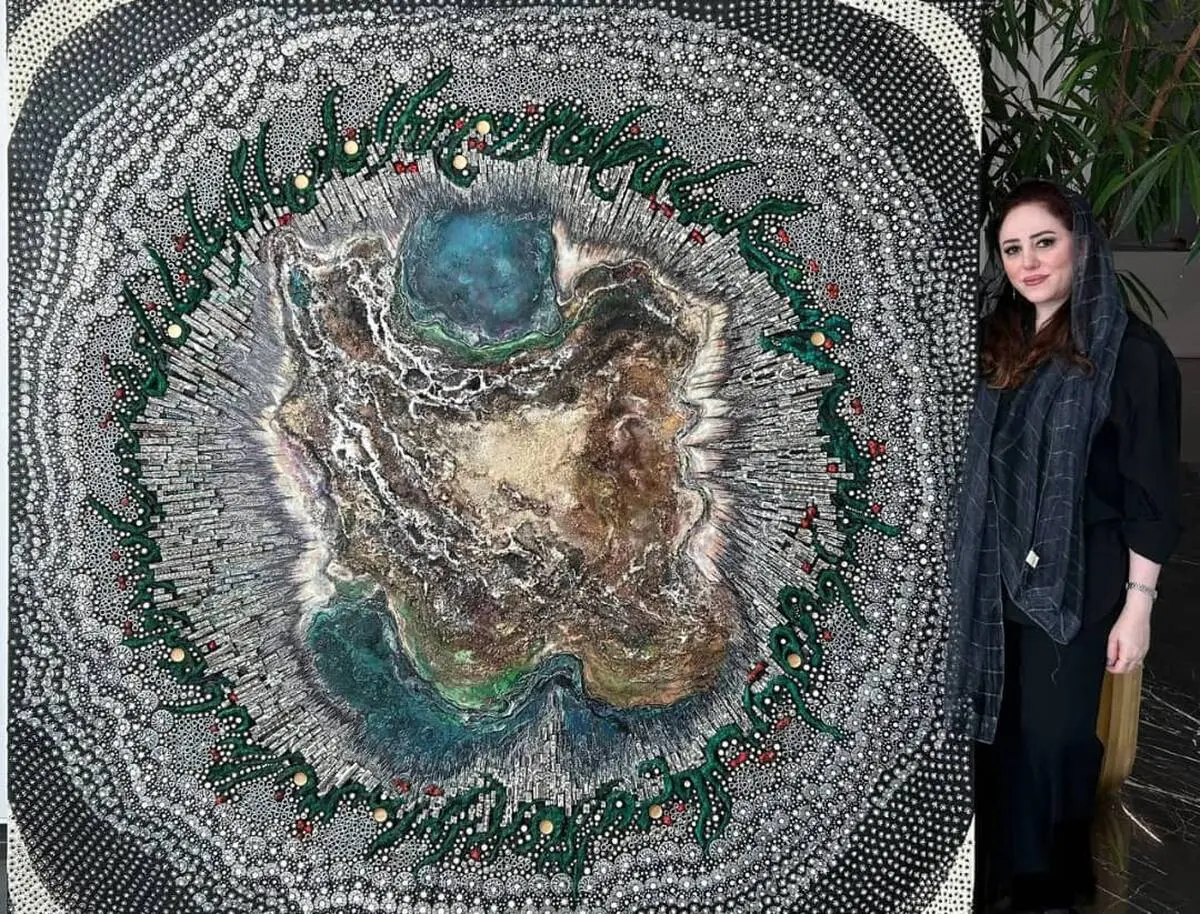 Bita Vakili and the Map of Iran in Raha Gallery Collection_ A Painting that Comes with Its Own Music and Song