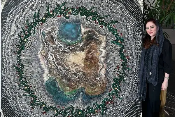Bita Vakili and the Map of Iran in Raha Gallery Collection_ A Painting that Comes with Its Own Music and Song