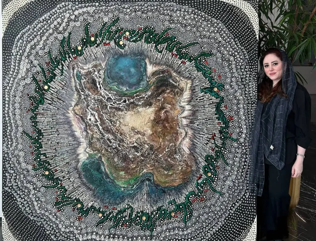 Bita Vakili and the Map of Iran in Raha Gallery Collection_ A Painting that Comes with Its Own Music and Song