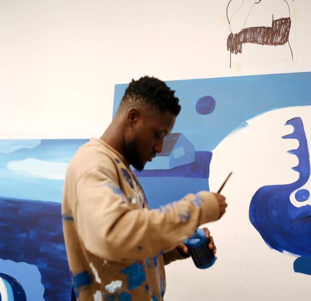 Blue canvas of Ishaaq Ismail At The Efie Gallery