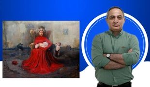 Azim Morakabatchi and the Lady in Red: A Majestic Scene of Symbols and Secrets