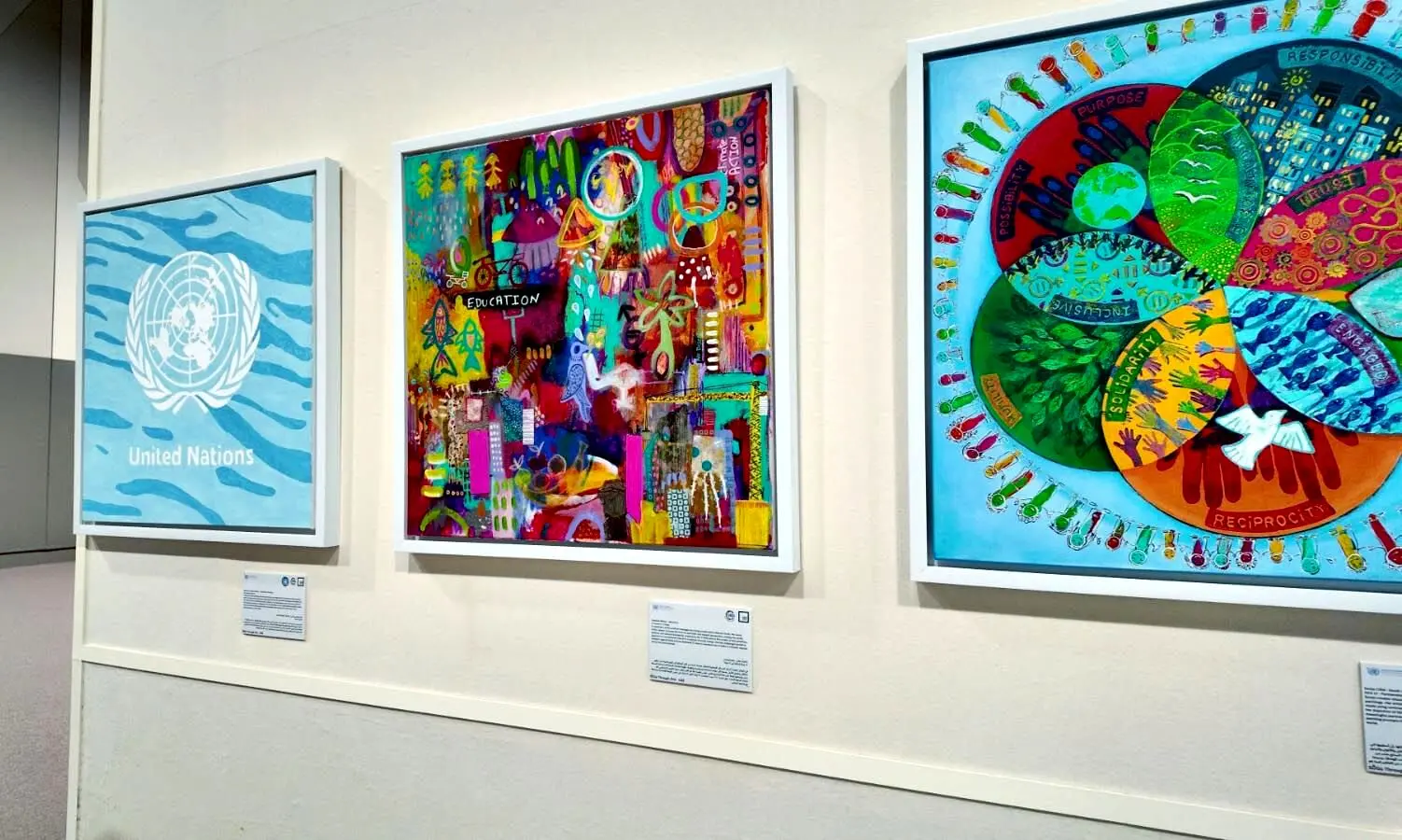 The walls and corridors of the Dubai's COP28 have transformed into an unexpected art gallery