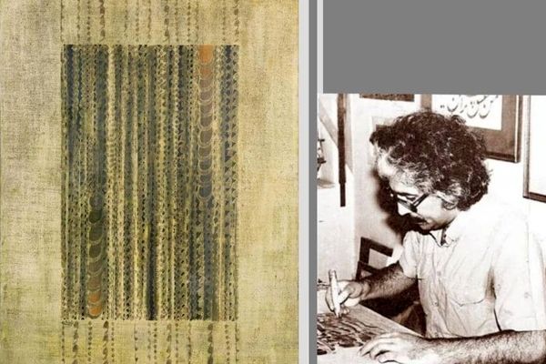 Reza Mafi with a Half-Century-Old Work in Raha Gallery’s Collection