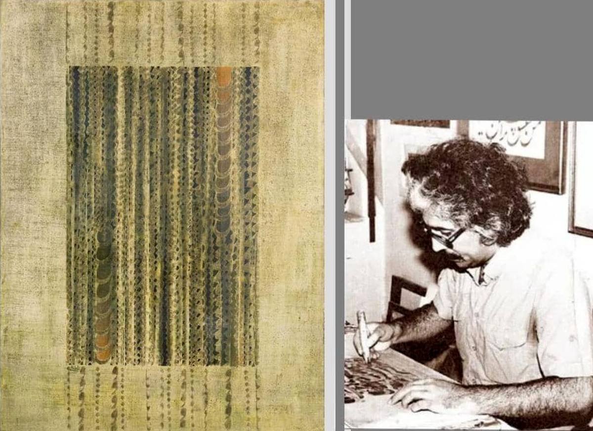 Reza Mafi with a Half-Century-Old Work in Raha Gallery’s Collection