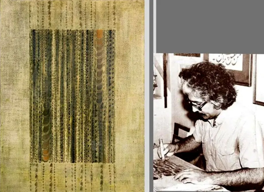 Reza Mafi with a Half-Century-Old Work in Raha Gallery’s Collection