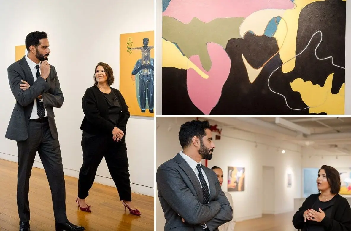 Sheikh Salem bin Khalid Al Qassimi visited Noor Al Suwaidi's exhibition in New York